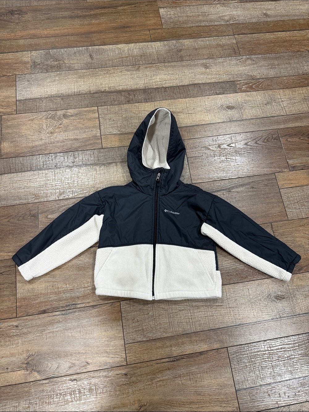 Columbia Kids Black and Cream Hooded Jacket